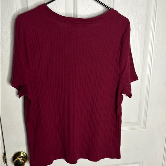 Forever 21 Red Ribbed Short Sleeve T-Shirt - Picture 4 of 6